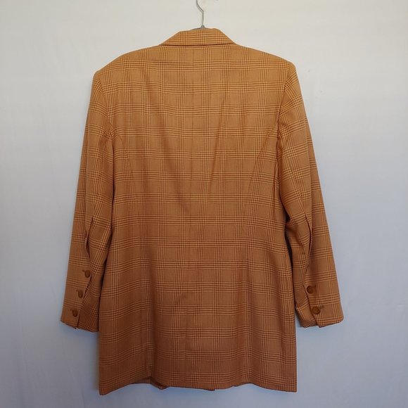 KS. Klaus Steilmann Vintage Light Peach and Brown Plaid Womens Blazer38 - Picture 8 of 15
